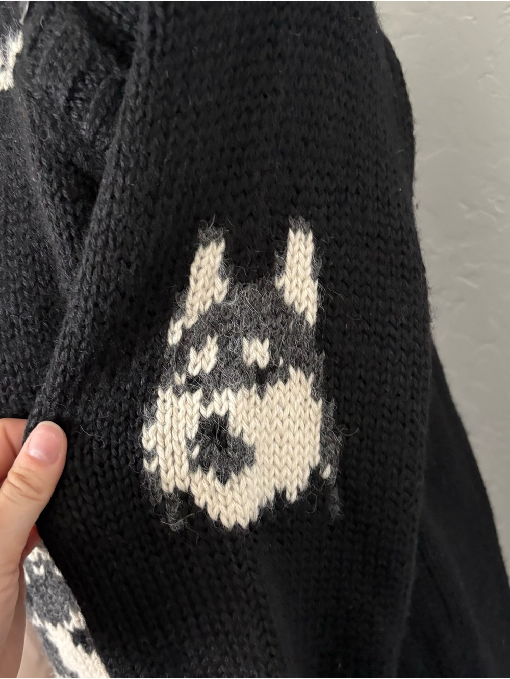 Black & Cream Huskies Alpaca Wool Knit Button-Neck Turtleneck Sweater Women’s Sm - Picture 3 of 7